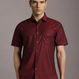 Louis Philippe Sport Slim Fit Textured Spread Collar Pure Cotton Shirt-picture-35