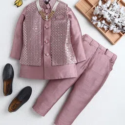 ahhaaaa Boys Regular Sequinned Kurta with Trousers-picture-37