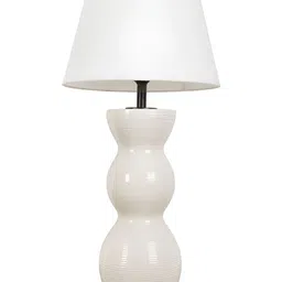 IAAH Off White Ceramic Frusturical Shaped Table Lamp image 4