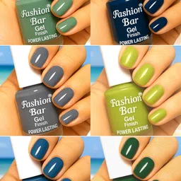 fashion bar Gel Finish Power Lasting six nail polish shades collection Set No.A85 Multicolor-picture-16
