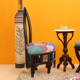 mudramark from pepperfry Barrel Teak Wood Slipper Chair in Walnut Finish Colour-picture-10