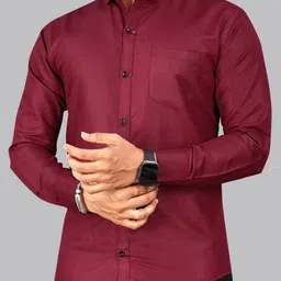 KHUSHI CREATION Men Original Fit Solid Spread Collar Cotton Casual Shirt-picture-22