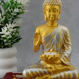 Zart Gold-Toned Buddha Idol Showpiece-picture-41