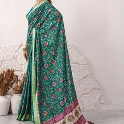 100 Dreams Floral Zari Pure Crepe Handloom Saree-image-72
