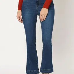 Kraus Jeans Women Flared High-Rise Light Fade Jeans-picture-26