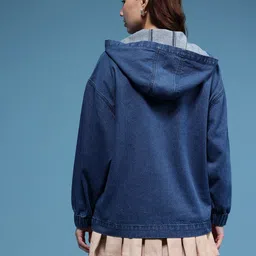 HERE&NOW Pure Cotton Hooded Denim Jacket image 5