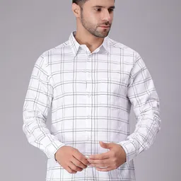 HERE&NOW Men Comfort Spread Collar Tartan Checked Cotton Casual Shirt-picture-23