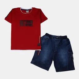 V-Mart Boys Printed Pure Cotton T-shirt with Shorts-picture-57