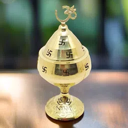 Nyra Kitchenware Pure Brass Swastik Diya For Puja - Medium Size-picture-25