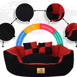 cozypaws Dog & Cat Washable Beds for Indoor Pets & Puppy, C9-ARDB-09-Black-Red XXL Pet Bed image 3