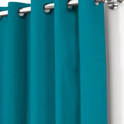 HOMEBREW FURNISHINGS Teal 2 Pieces Black Out Linen Window Curtains image 3