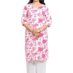 Clotheum Floral Printed V-Neck Pure Cotton Kurti-picture-20
