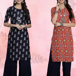Ethnic basket Women Pack Of 2 Multicoloured Crepe Kurtas-picture-20