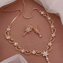 FANCY KF Rose Gold-Plated American Diamond Studded Jewellery Set image 1