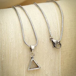 Sanjog Unisex Silver-Plated Trangle Pendent With Chain-picture-26