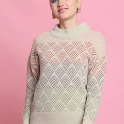 Numalo Women Geometric Self Design Long Sleeves Pullover-image-5