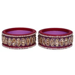 TAJ BRIDAL STORE Set Of 6 kundan stone studded Bangle image 2