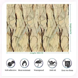 INDIAN ROYALS Cream Marble Printed Self-Adhesive & Durable Wall Sticker image 5