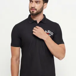 RENUOVO Men Polo Collar Applique T-shirt-image-48