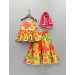 RAVYA TRENDZ Girls Floral Printed Empire Top with Sharara & With Dupatta-picture-30