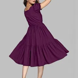 Swibona Puff Sleeve Fit & Flare Midi Dress image 3