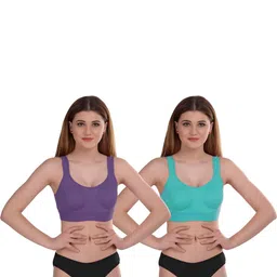 samvar Women Purple,Blue Cotton Bra Panty Set for Lingerie Set Undergarments Pack of 2-picture-16