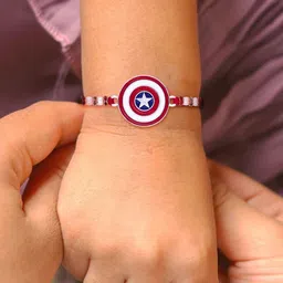 Vighnaharta Stones Studded & Beaded Captain America Thread Rakhi image 3