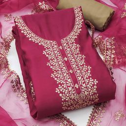 SHADOW & SAINING Embroidered Pure Cotton Semi-Stitched Dress Material-picture-10