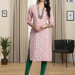 HERE&NOW Selection Of 2 Ethnic Motifs Printed Round Neck Straight Kurta-picture-23