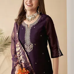 DIVASTRI Adults-Women Purple Kurta Sets image 2