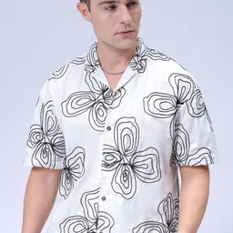 The Indian Garage Co Men Relaxed Fit Cuban Collar Floral Printed Casual Shirt-picture-42