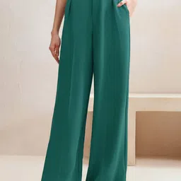 Kotty Women High-Rise Easy Wash Pleated Wide Leg Trousers-image-40