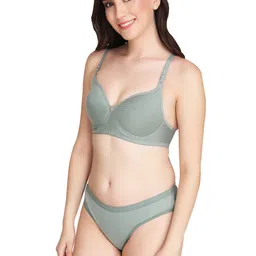 Liigne Women Pack Of 2 Everyday Non Padded Pure Cotton Bra Panty Set image 4