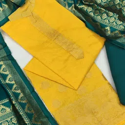 Ishin Ethnic Motifs Woven Design Zari Unstitched Dress Material image 3