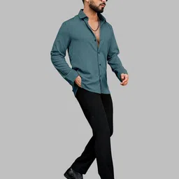 VORTEX Textured Spread Collar Original Casual Shirt image 2