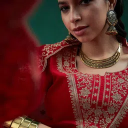 Indo Era Women Ethnic Motifs Yoke Design Regular Thread Work Kurta Set image 3