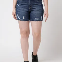 Kraus Jeans Women Washed Slim Fit High-Rise Shorts-picture-23