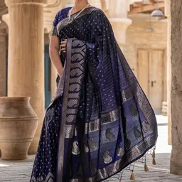 Moda Rapido Paisley Zari Art Silk Handloom Banarasi Saree image 4