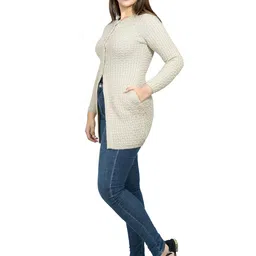 Varenyam Women Skin Solid Acrylic Round Neck Long Sleeves Long Sweater image 3