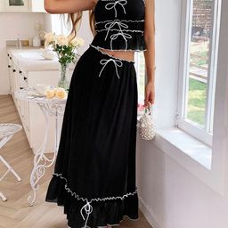 JC Mode Bow-Detail Strappy Top & Maxi Skirt Co-Ord Set-picture-35