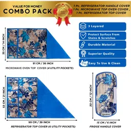 E-Retailer 3-Pcs Blue & Beige Printed Appliance covers image 4