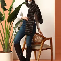 HANDICRAFT PALACE Women Striped Woven Design Reversible Woollen Scarf image 5