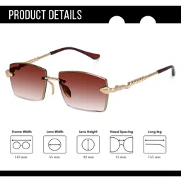 IFLASH Unisex Square Rimless Sunglasses with UV Protected Lens 9655 RIMLESS ABHISHEK BROWN image 5