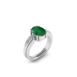 RRVGEM 4.50 KT Emerald Silver Plated Adjustable Ring-picture-31