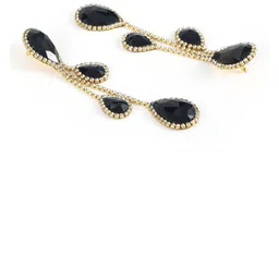 StyleCast Gold Plated Rhinestone Studded Teardrop Shaped Drop Earrings image 4