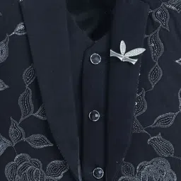 FOURFOLDS Boys Single-Breasted Sequined Embroidery Three-Piece Suit With Bow image 2