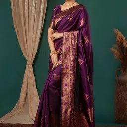 SANISA Ethnic Motifs Zari Silk Blend Handloom Saree image 4