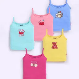 MooNKids Kids Pack Of 5 Cotton Vests R1-MK_Slip_5 pnk fucsia ylw dep blu p.blu-picture-25