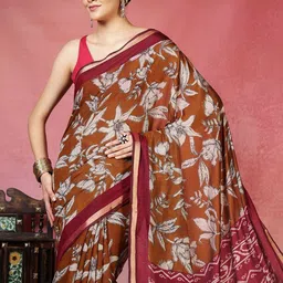 Meena Bazaar Floral Printed Saree with Blouse Piece image 2