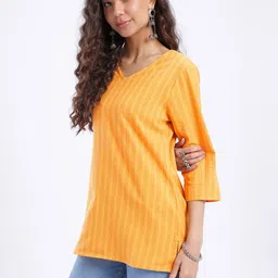 Anouk Rustic Striped V-Neck Straight Kurti image 3